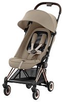 Cybex Прогулочная коляска Coya с дождевиком / цвет Cozy Beige (бежевый), рама Rosegold (розовое золото)					